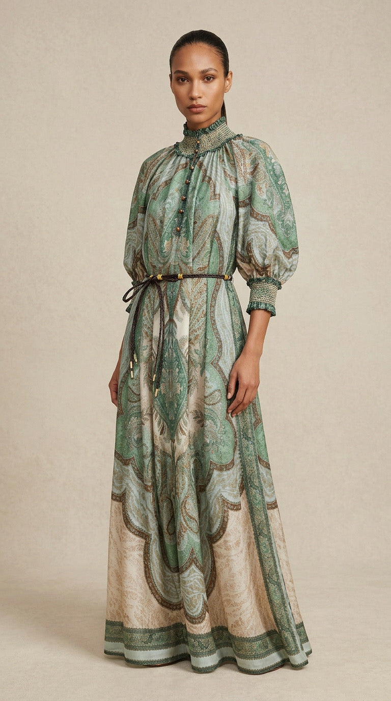 Verdant Muse Smocked Maxi Dress