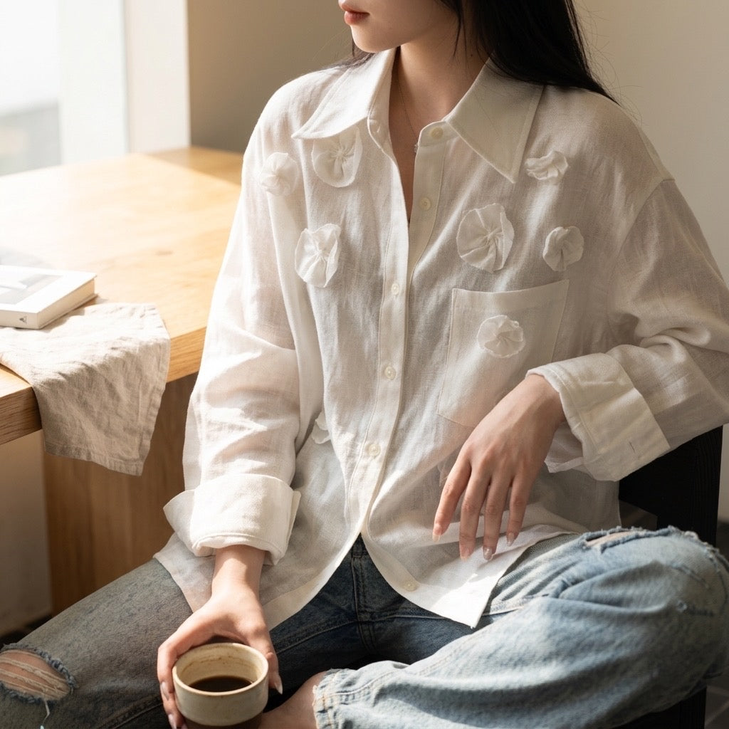 Silk Bloom Oversized Shirt