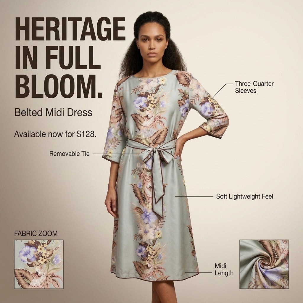 Heritage Flora Belted Midi Dress