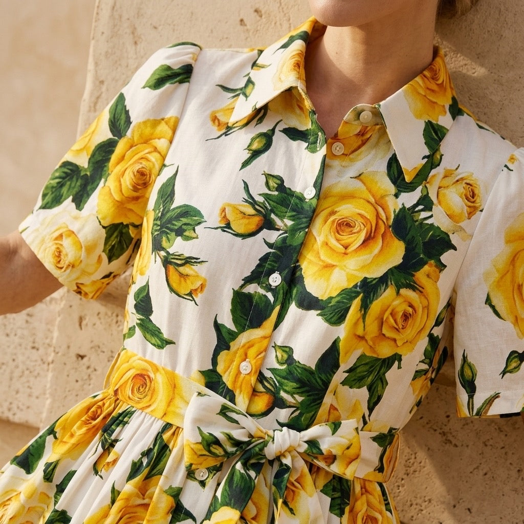 Heritage Rose Midi Shirt Dress