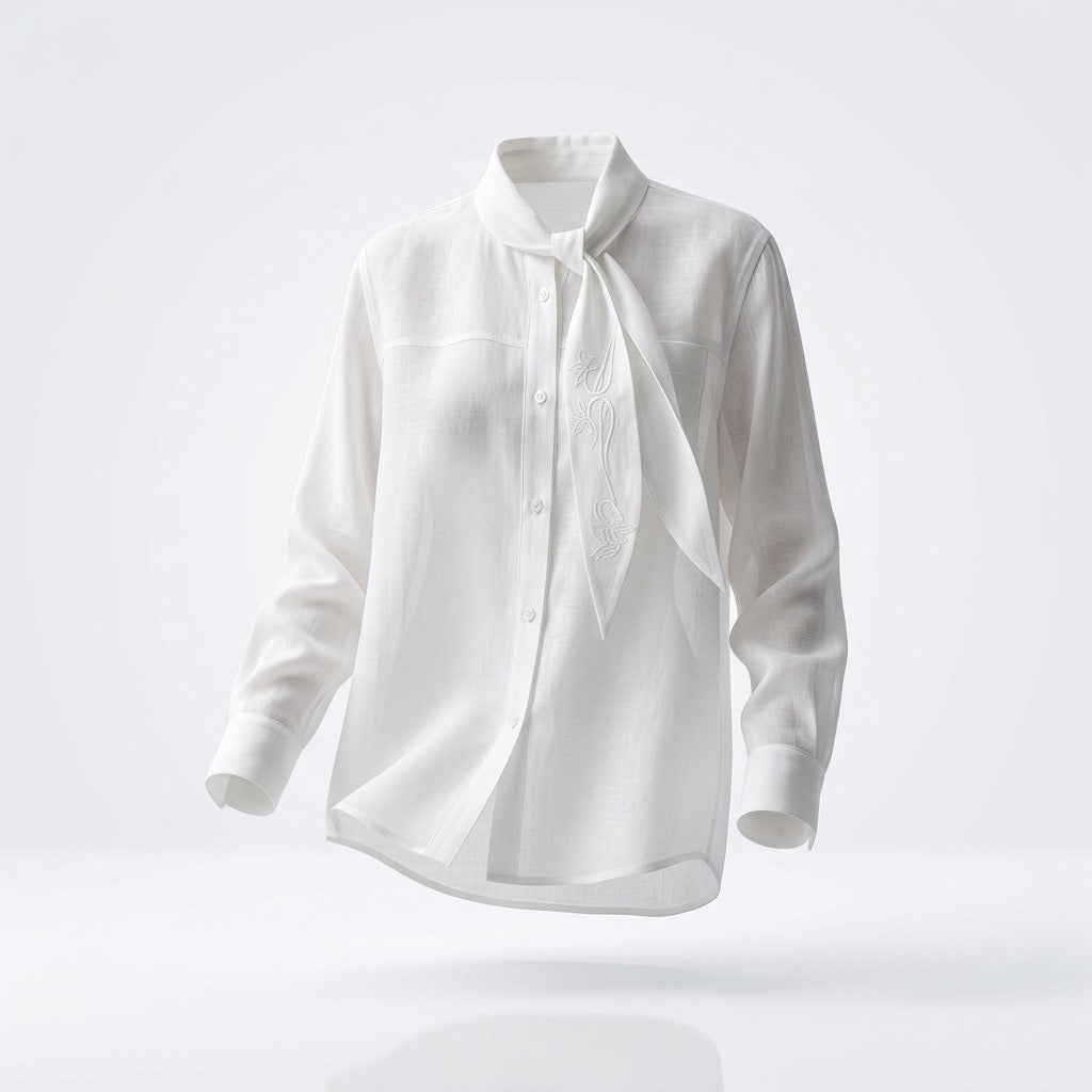 Luna Tie-Neck Silk Blouse
