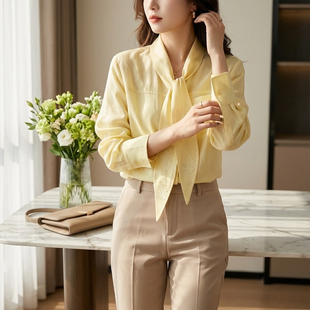Heritage Silk-Tie Shirt Blouse