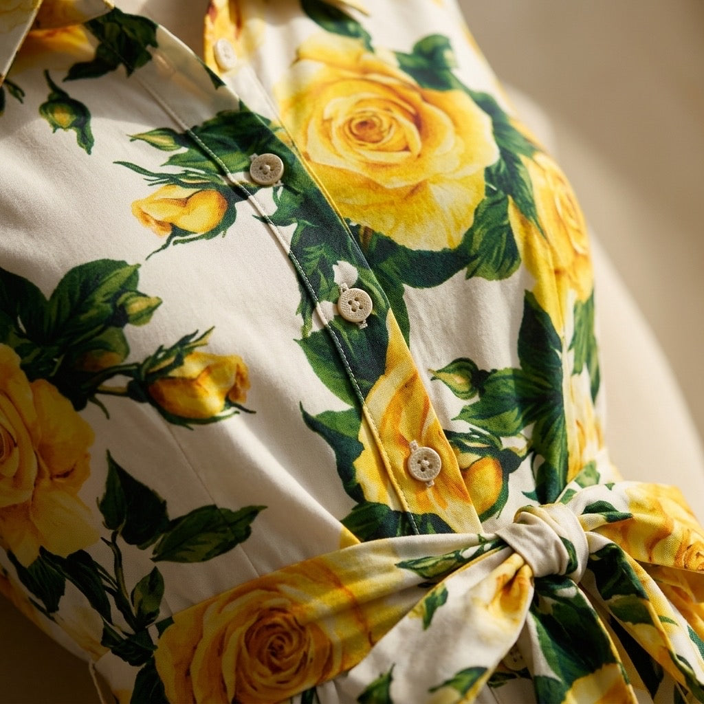 Heritage Rose Midi Shirt Dress