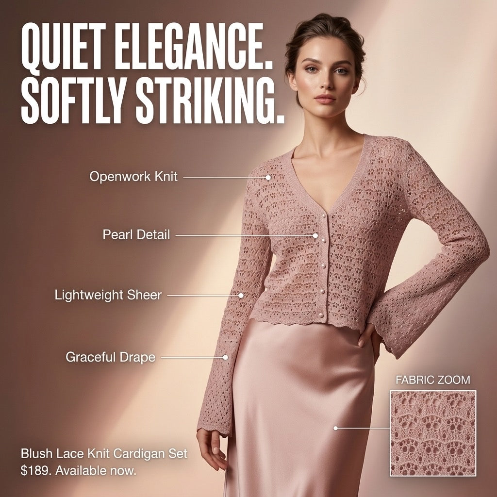 Blush Lace Knit Cardigan Set