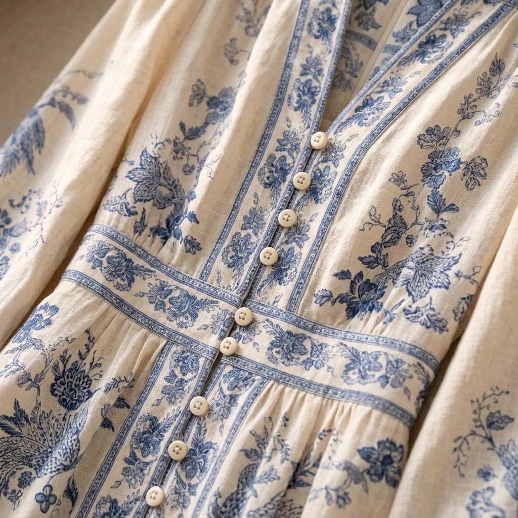 Heritage Blue Crane Midi Dress