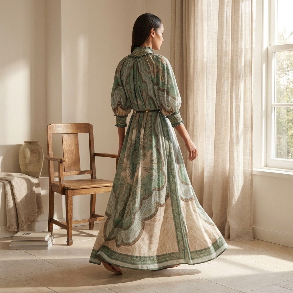 Verdant Muse Smocked Maxi Dress