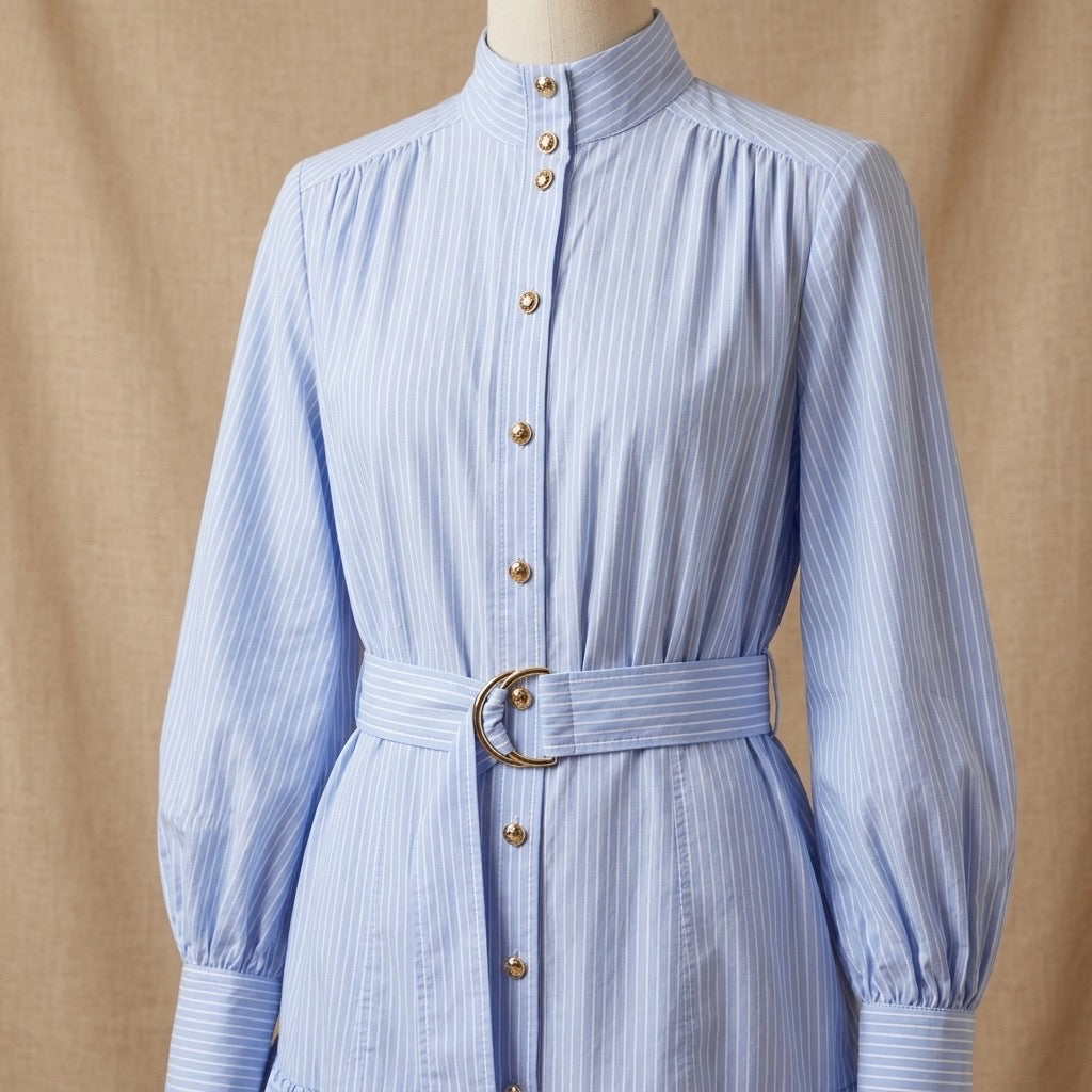 Equestrian Stripe Shirt Dress