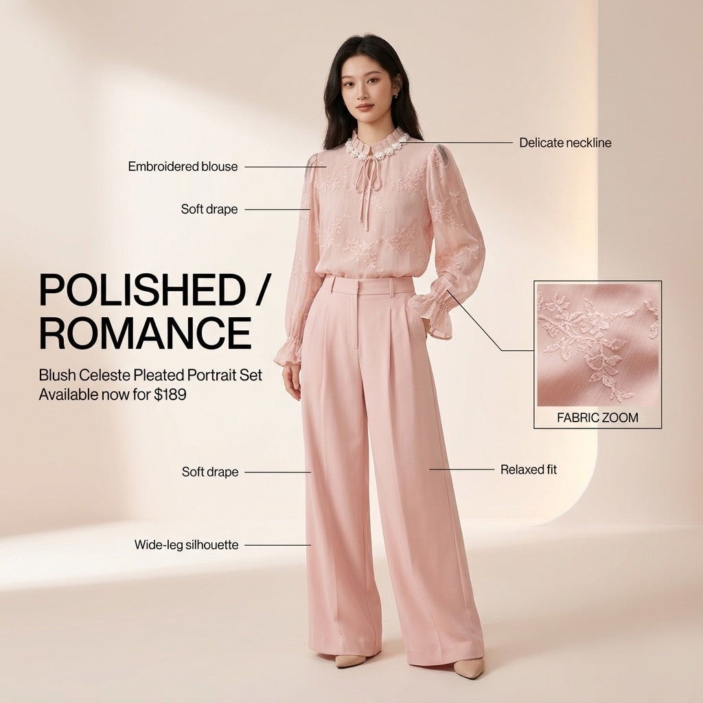 Blush Celeste Pleated Portrait Set