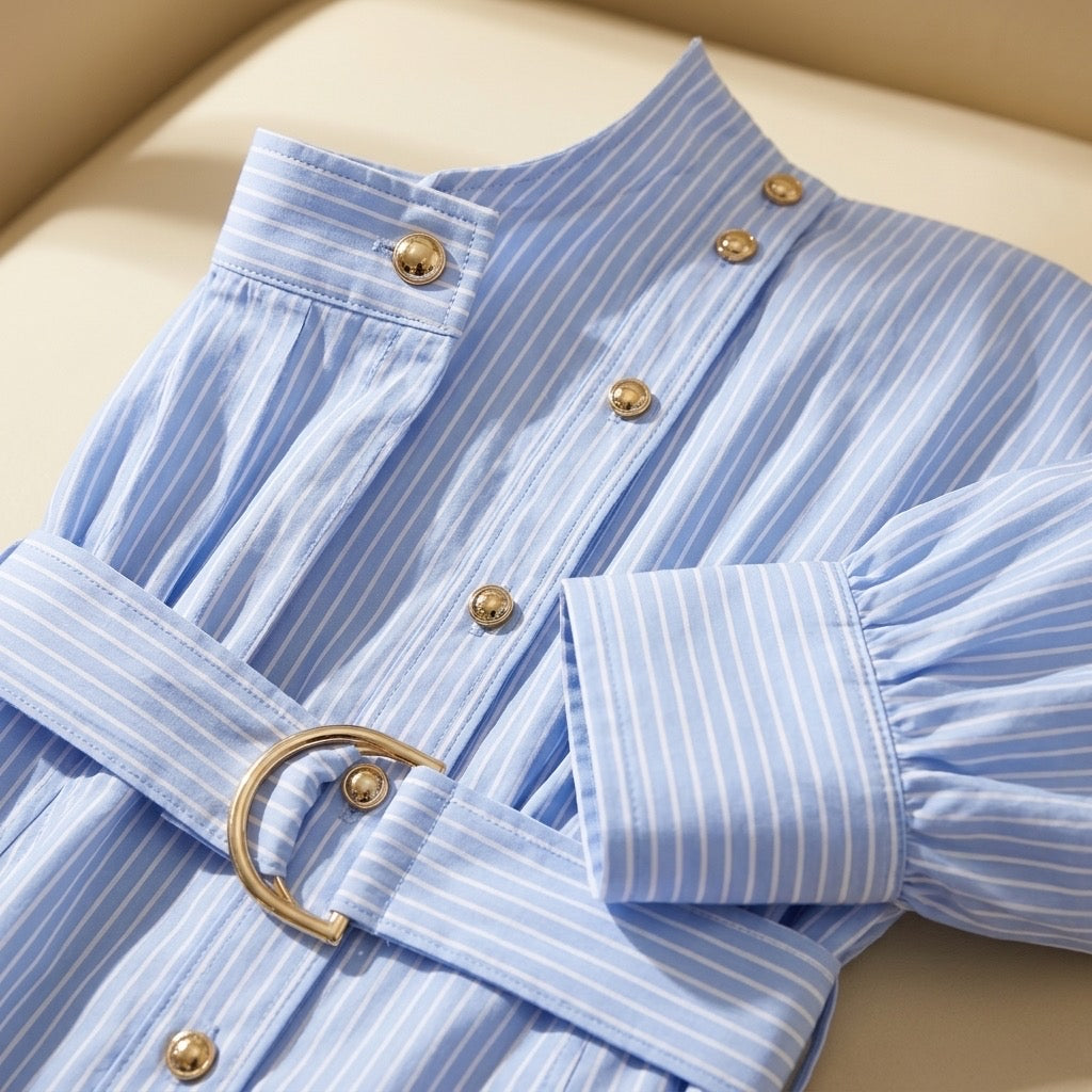Equestrian Stripe Shirt Dress