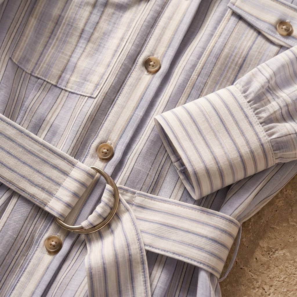 Heritage Stripe Belted Shirtdress