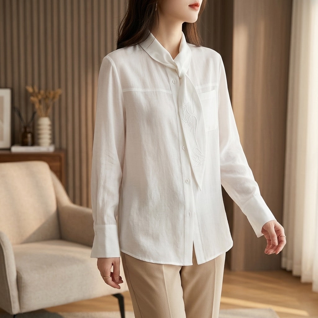 Luna Tie-Neck Silk Blouse