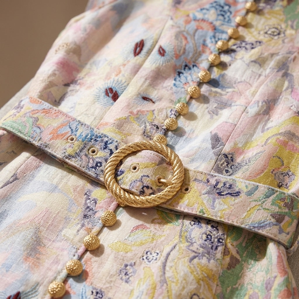 Pastel Heritage Button Dress