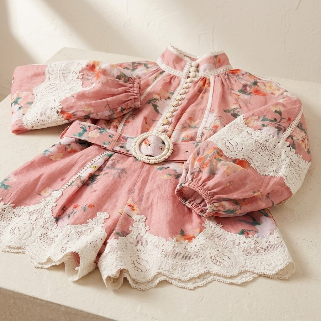 Pink Floral Lace Resort set