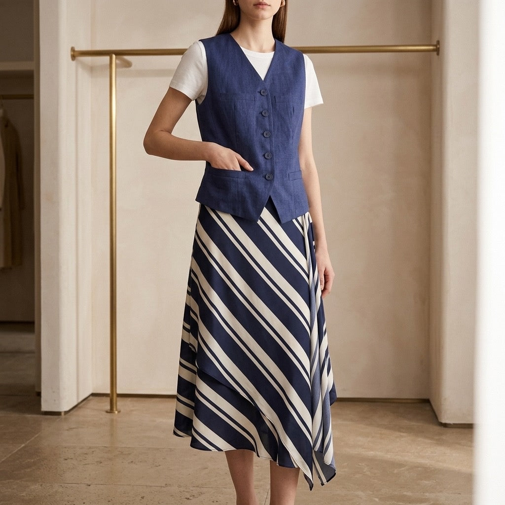 Marina Stripe Vest Set