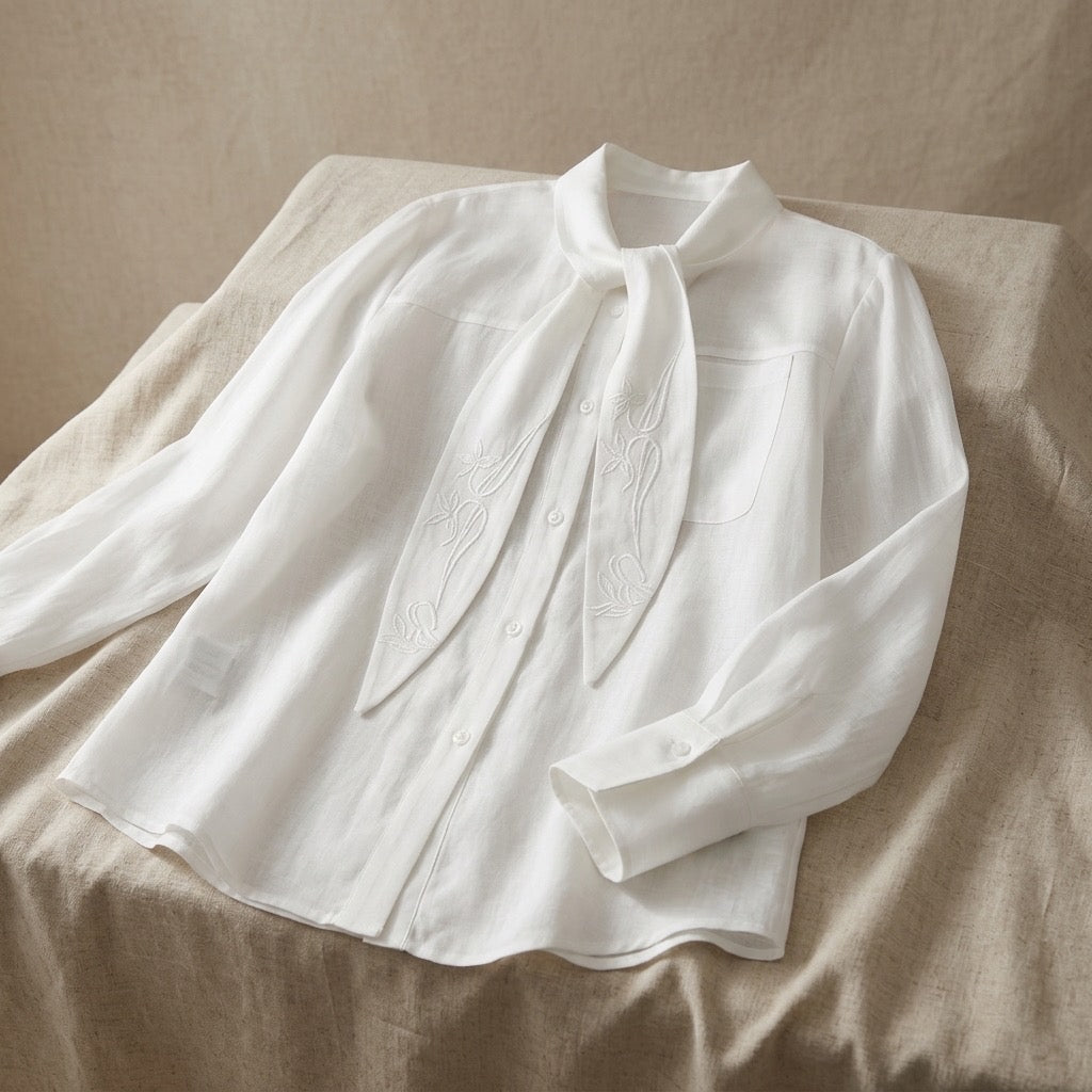 Luna Tie-Neck Silk Blouse
