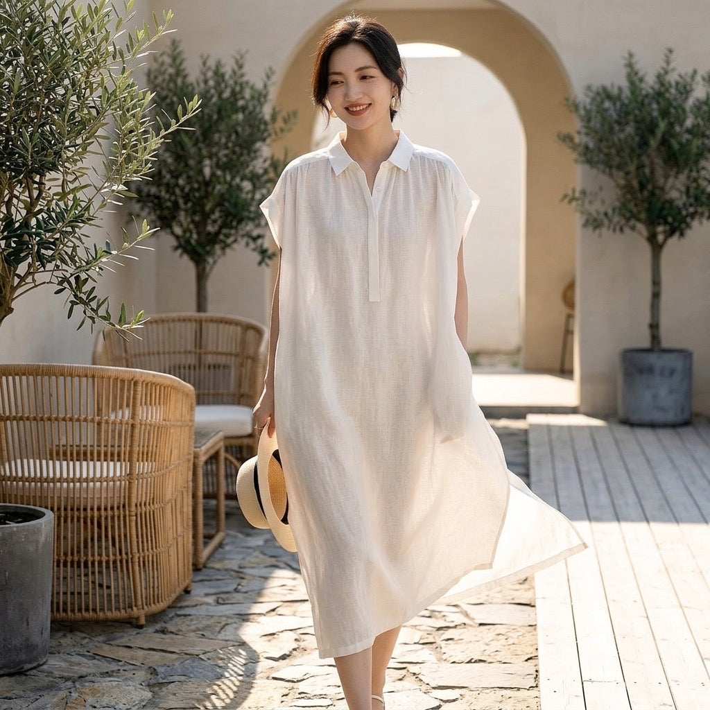 Airy Artisan Linen Tunic Dress