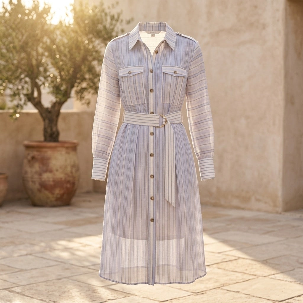 Heritage Stripe Belted Shirtdress