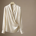 Ivory Lumière Satin Wrap Blouse