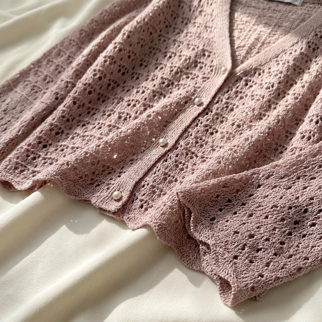 Blush Lace Knit Cardigan Set