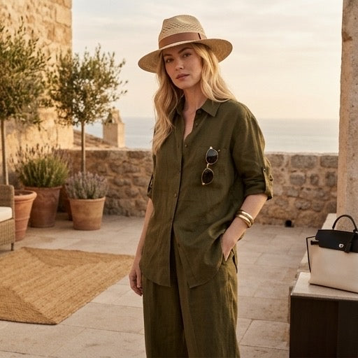 Heritage Linen Set in Olive