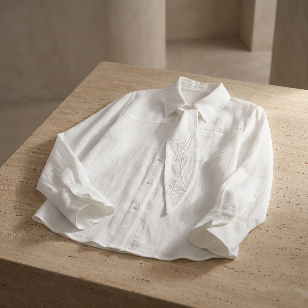 Luna Tie-Neck Silk Blouse