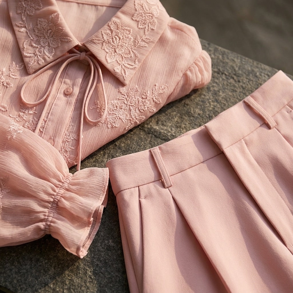 Blush Celeste Pleated Portrait Set