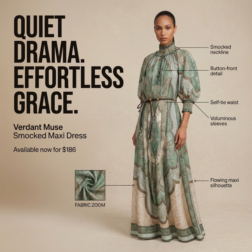 Verdant Muse Smocked Maxi Dress