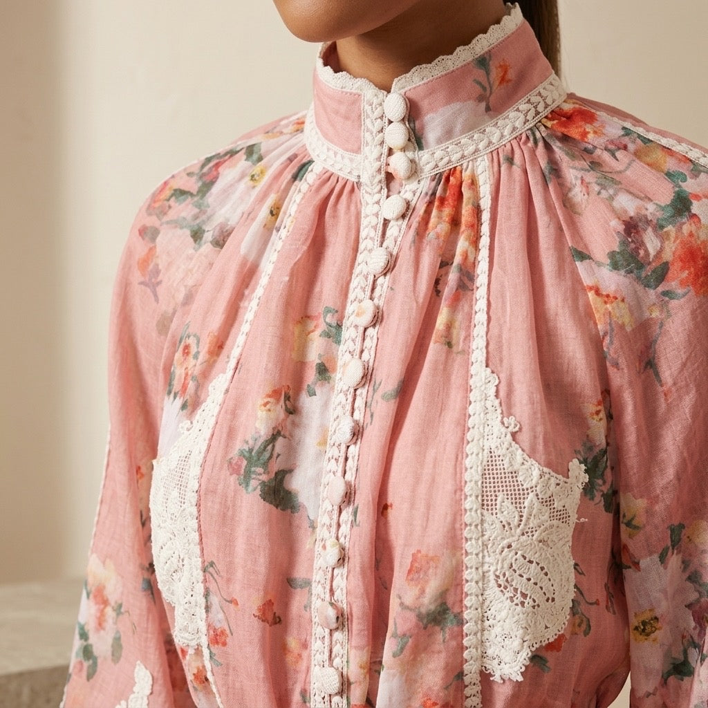 Pink Floral Lace Resort set
