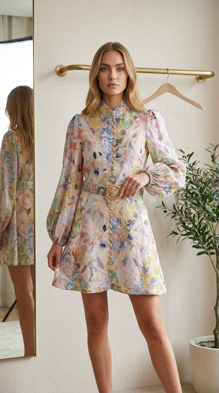 Pastel Heritage Button Dress