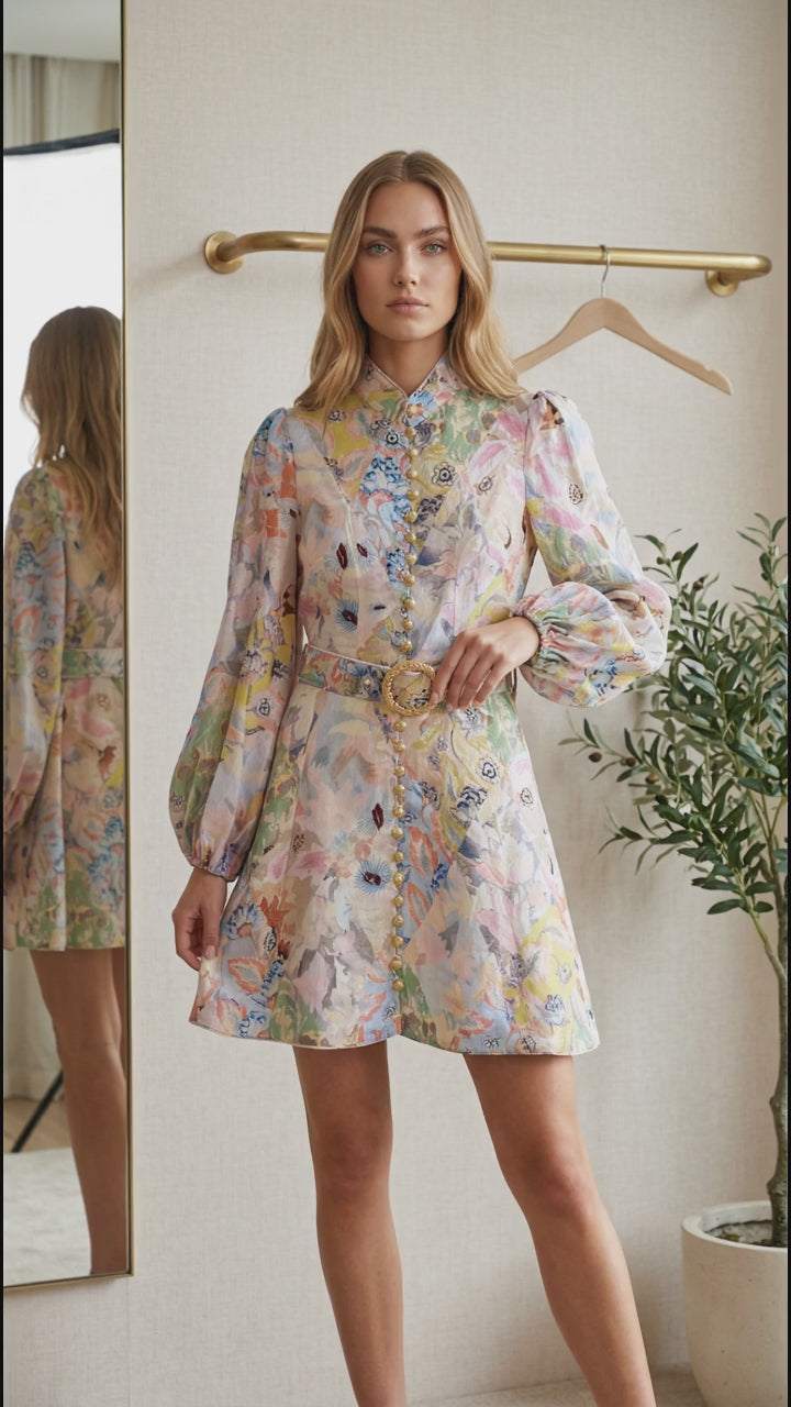 Pastel Heritage Button Dress