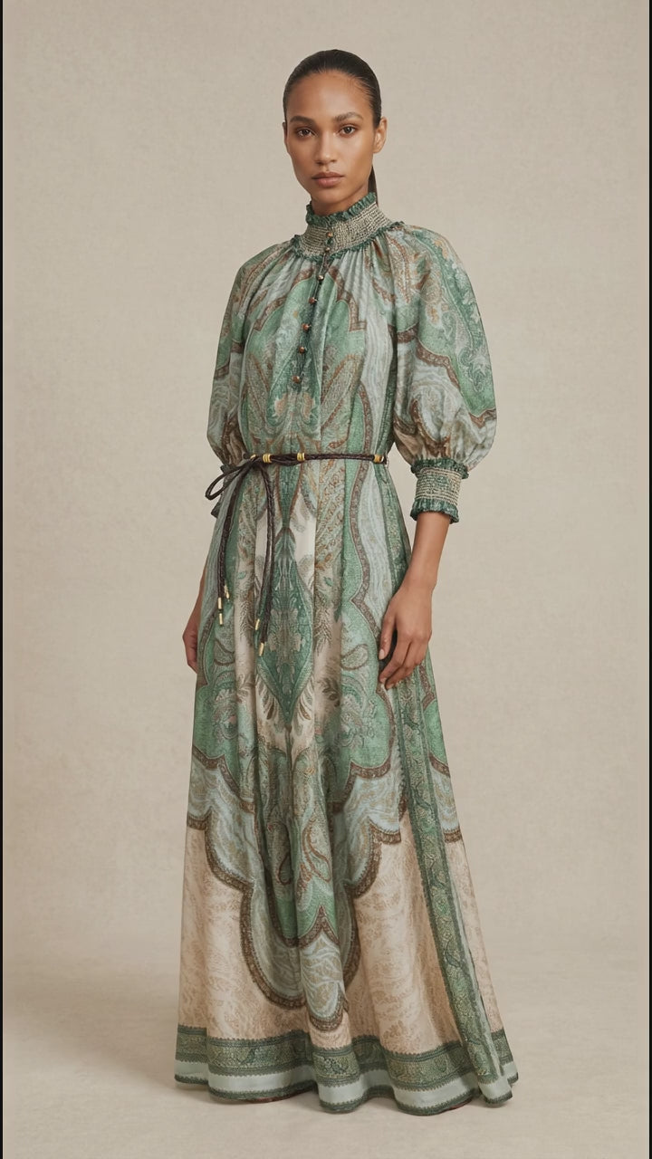 Verdant Muse Smocked Maxi Dress
