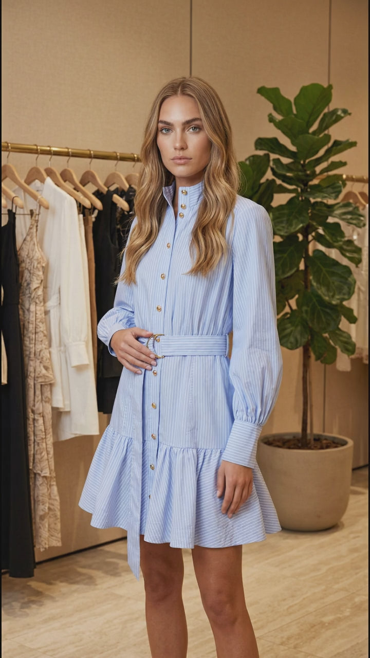 Equestrian Stripe Shirt Dress