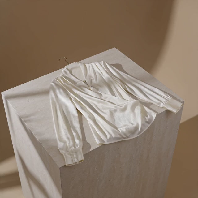 Ivory Lumière Satin Wrap Blouse