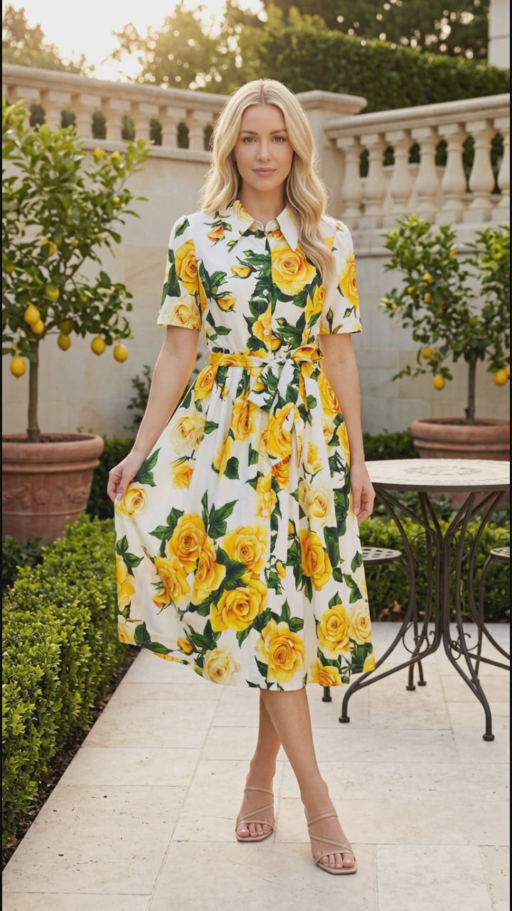 Heritage Rose Midi Shirt Dress